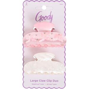 imageGoody Luxe Midi Pink Bow and White Claw Clips NoSlip Grip Hair Clips for All Hair Types 2 ct