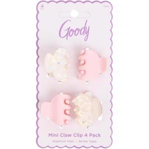 imageGoody Luxe Mini White Flowers and Pink Claw Clips NoSlip Grip Hair Clips for All Hair Types 4 ct