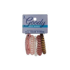 imageGoody Dentless Spiral Hair Ties Hair Coils  5 Ct Neutral Tones Phone Cord Hair Ties Secure Hold Jelly Bands for All Occasions Hair Accessories for Women amp Men For MediumThick HairBlush