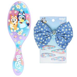 imageWet Brush Bluey amp Bingo Kids Midi Hair Brush Limited Edition Purple  Goody x Bluey Multicolor Floral Bow Barrette and Snap Clips 5ct For All Hair Types