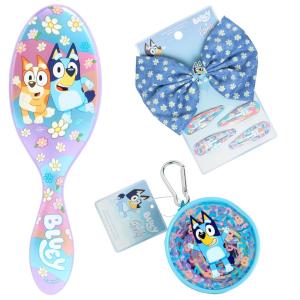 imageWet Brush Bluey amp Bingo Kids Midi Hair Brush Limited Edition Purple  Goody x Bluey Multicolor Hair Ponytailers in Bluey Character Pouch 10ct  Multicolor Floral Bow Barrette and Snap Clips 5ct