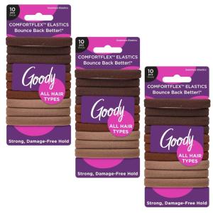 imageGoody ComfortFlex Brown Seamless Elastics Ouchless Hold NoSlip Grip Hair Ties No Snag For All Hair Types 30ct