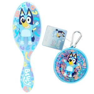 imageWet Brush Bluey Kids Midi Hair Brush Limited Edition Orange  Goody x Bluey Multicolor Hair Ponytailers in Bluey Character Pouch 10ct Elastics For All Hair Types