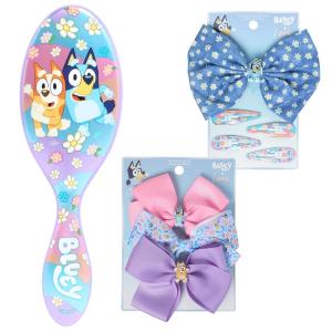 imageWet Brush Bluey amp Bingo Kids Midi Hair Brush Limited Edition Purple  Goody x Bluey Multicolor Floral Bow Barrette and Snap Clips 5ct  Multicolor Bow Barrettes 3ct Blue Pink amp Purple