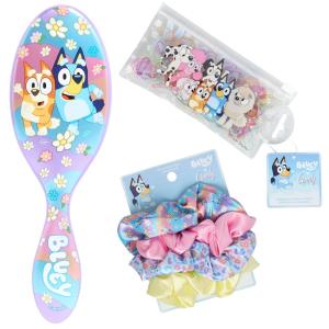 imageWet Brush Bluey amp Bingo Kids Midi Hair Brush Limited Edition Purple  Goody x Bluey Multicolor Satin Scrunchies 4ct  Multicolor Hair Polybands in Bluey Bingo amp Characters Pouch 300ct